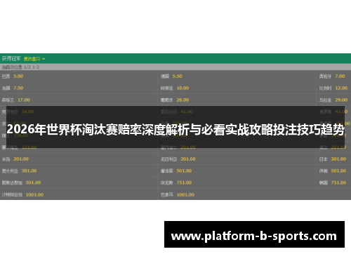 2026年世界杯淘汰赛赔率深度解析与必看实战攻略投注技巧趋势